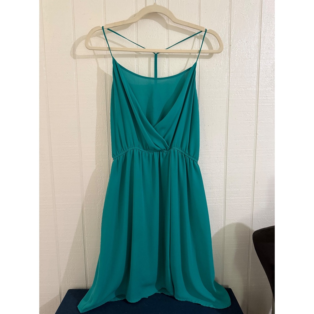 Forever 21 Teal Green T-Back Mini Dress Womens Medium Sleeveless Chiffon